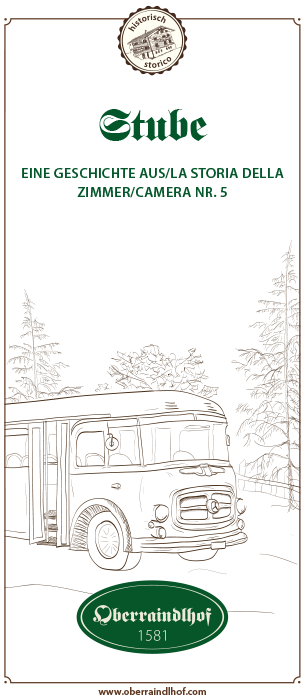 Postkarte mit historischen Geschichten vom Oberraindlhof Zimmer Nr.5
