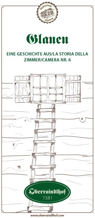 Postkarte mit historischen Geschichten vom Oberraindlhof Zimmer Nr.6